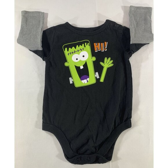 Garanimals Baby 6-9M Frankenstein Sleep Play Bodysuit 2 pc Set Halloween Green - Picture 3 of 16
